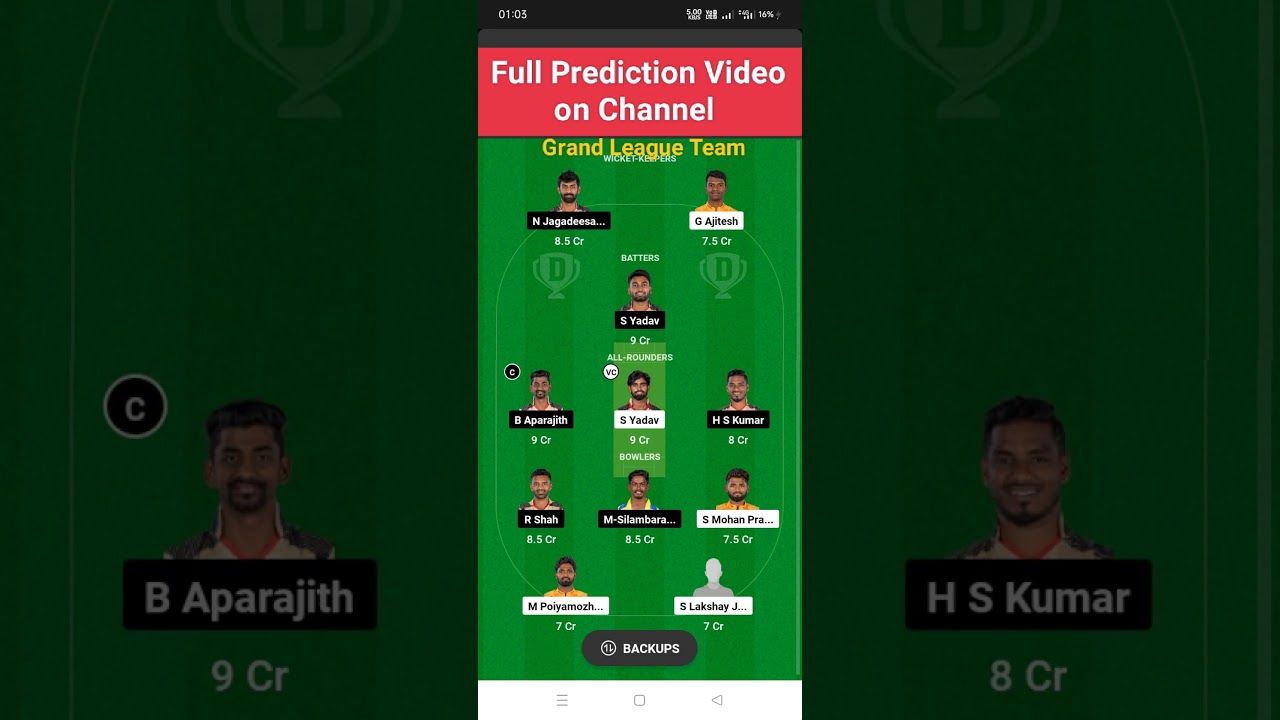 NRK Vs CSG Dream11 Grand League Team Prediction today 