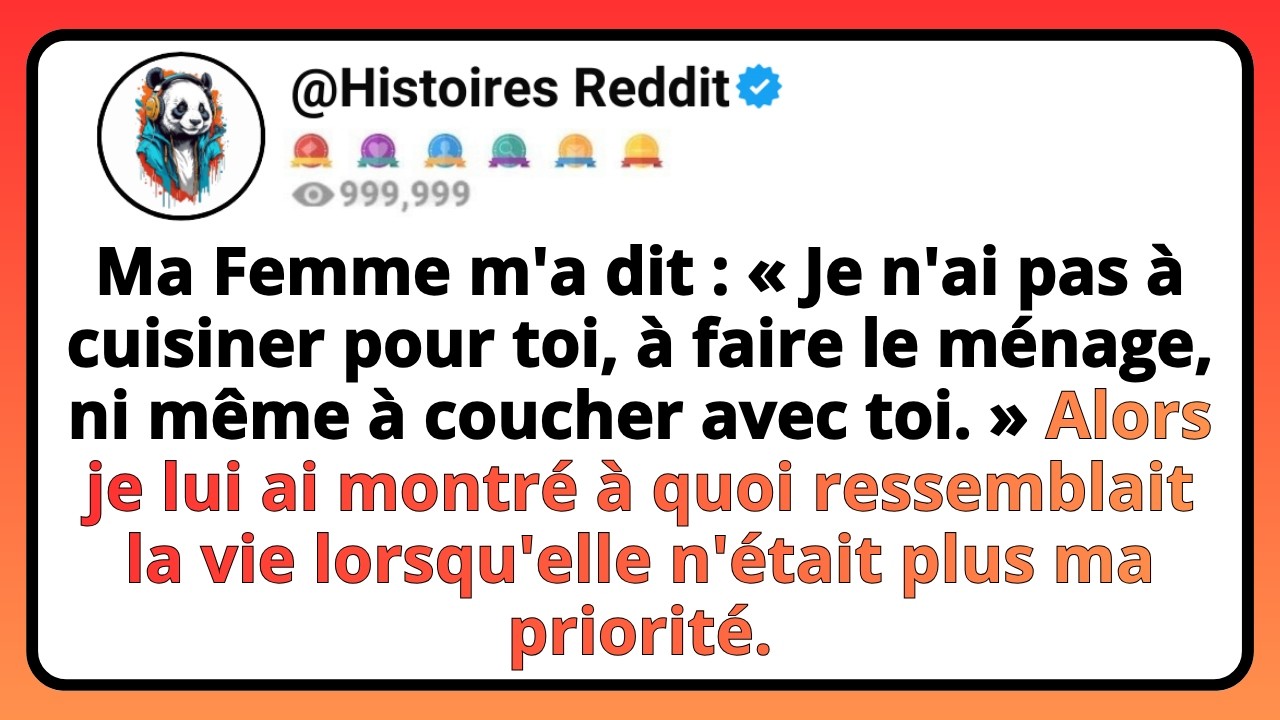 « Je n’ai pas à cuisiner pour toi, ni à faire le ménage pour toi, ni même à coucher avec toi. » Elle a prononcé ces mots calmement, en me regardant droit dans les yeux, un mercredi soir, dans...