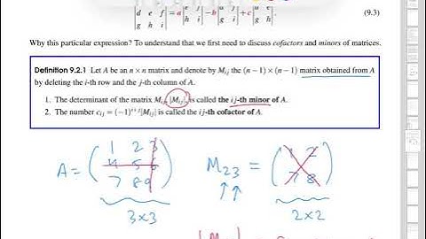 Cofactors & minors of matrices | Wellesley College Differential Equations w/Applied Linear Algebra