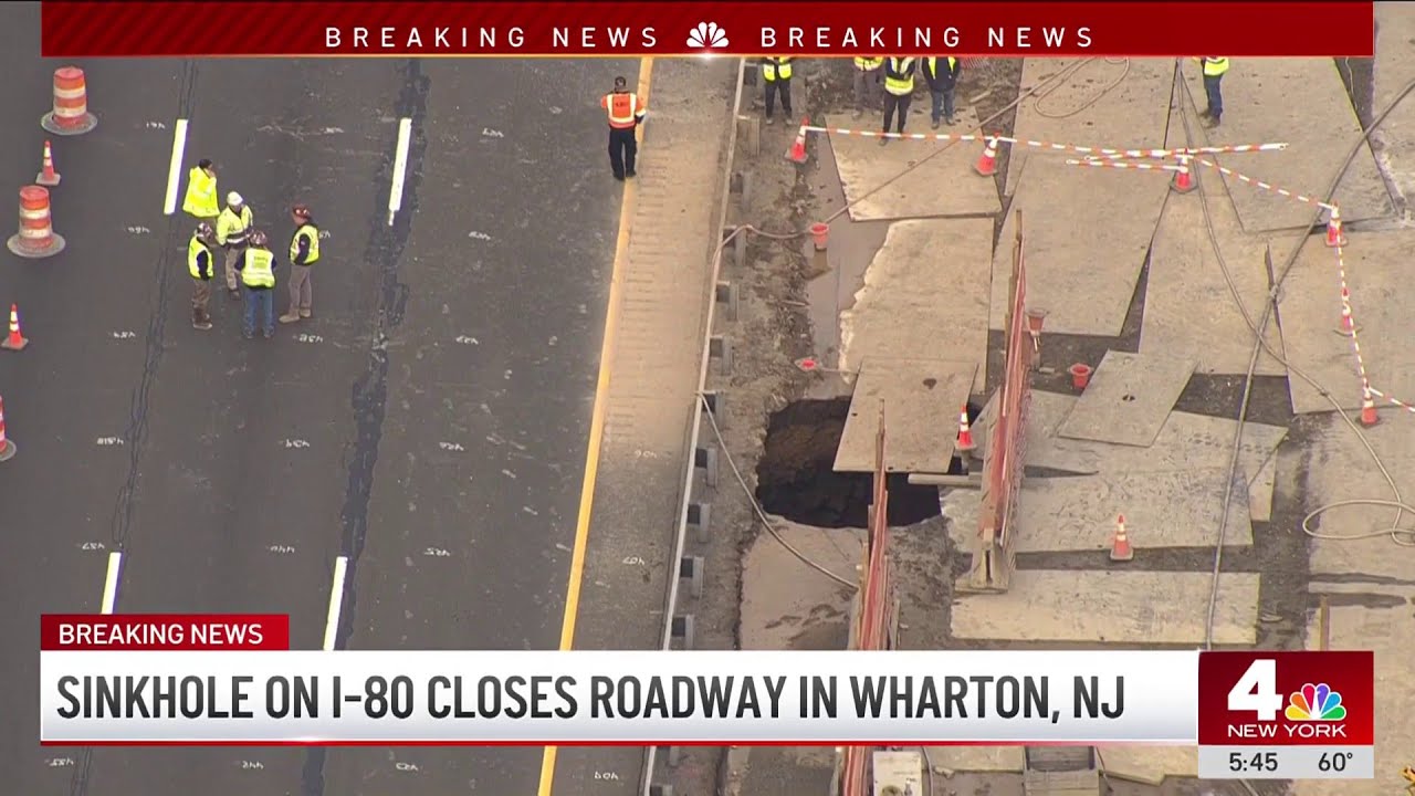 Sinkhole on I-80 closes roadway in both directions in Wharton, NJ