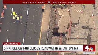Sinkhole on I-80 closes roadway in both directions in Wharton, NJ