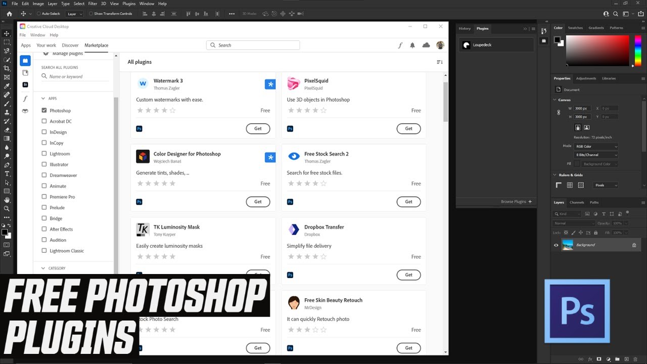 Free Photoshop Plugins in the Creative Cloud Marketplace - YouTube