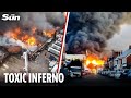 Explosions heard as fire rips through Wolverhampton factory in 'major toxic' incident