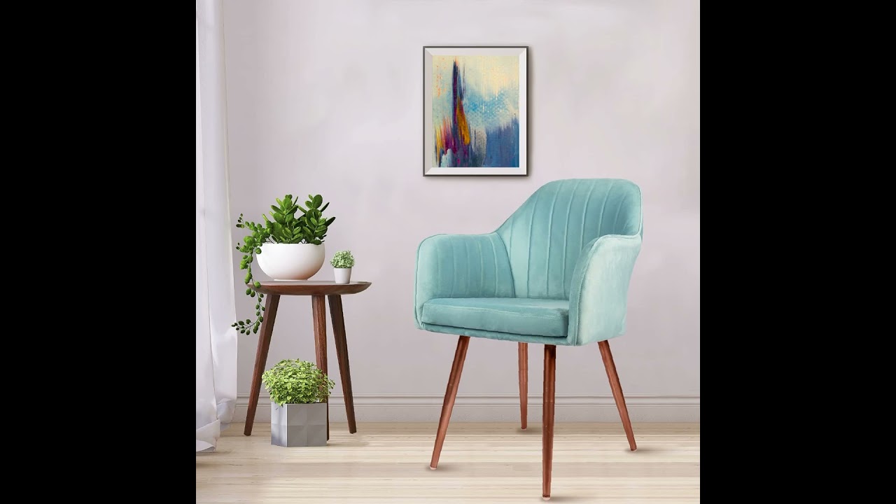 FURNIMAX Swet Fabric Dining Chair Cushion Seat Wooden Frame Metal Chair for Balcony Cafe Restaurant