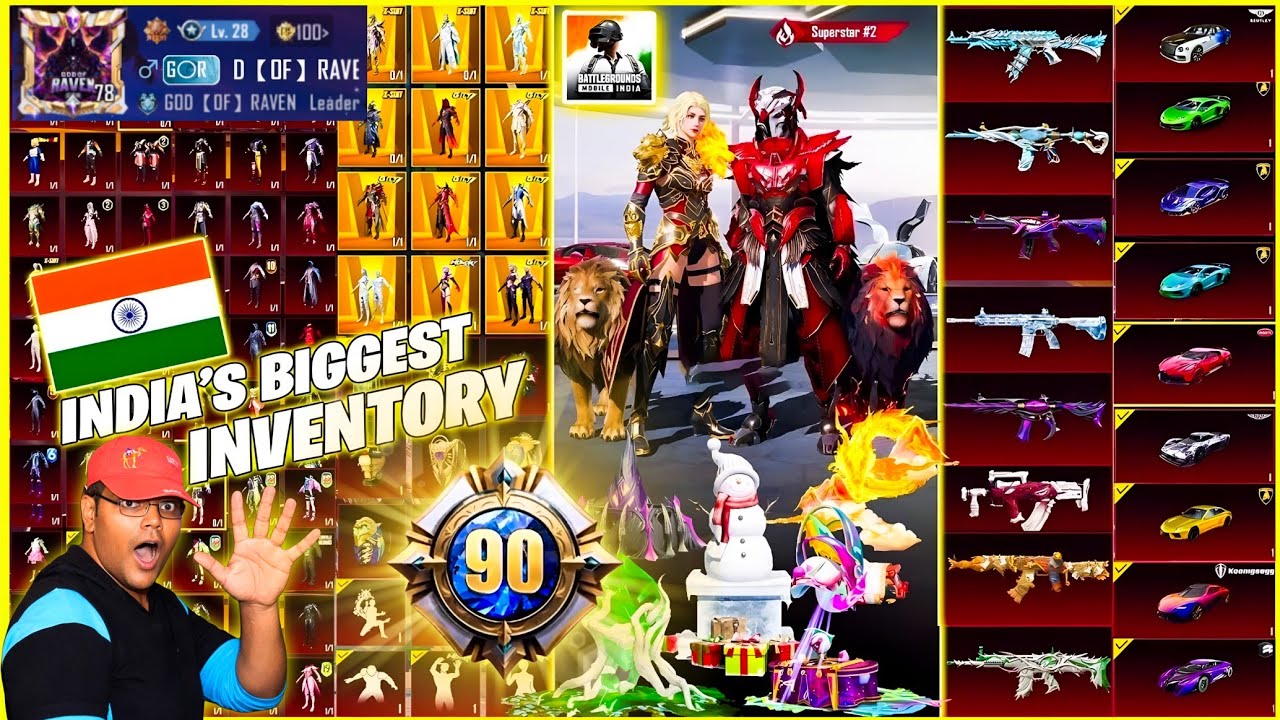 100,00,000 UC WORTH BGMI ACCOUNT INVENTORY TOUR | COLLECTION LEVEL 90 | BGMI | PUBG MOBILE