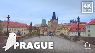 Rainy Day Walk in Prague | 4K Binaural Audio | Relaxing and Immersive