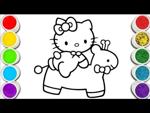 Drawing and Colouring Hello kitty cat  for kids and toddlers,Child art fun with kids 😊