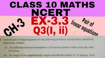 Pair of linear equations |Chapter -3 , Exercise 3.3,Q3(i ,ii) |10th maths in hindi | NCERT | 2020 .