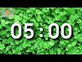 5 Minute Timer with Music — Calm Peaceful Ambient Piano Clover Field — NO LOUD ALARM