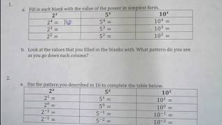 6 1 Zero and Negative Exponents  Day