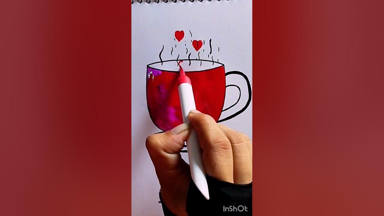 Cup Drop Drawing | ️+☕+💜 #shorts #drop #artwork - YouTube