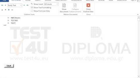 In outline view create the following document structure:  Level 1: INFOlearn  Level 2:...