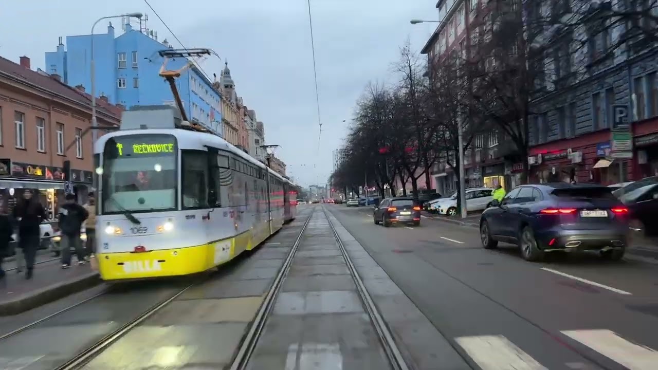 Linka 1 z Řečkovic na Hlavní nádraží 