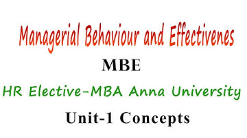 Managerial Behaviour and Effectiveness, HR-Elective course offered by Anna University