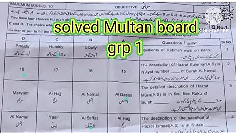 9th class Tarjuma tul Quran paper Multan board group 1 solved mcqs 2024|| class 9 paper group 1 2024