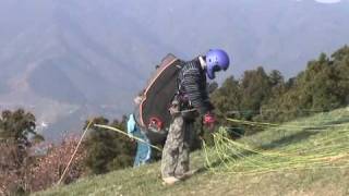 topout paragliding 米の山スタンディングテイクオフ090405