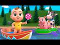 Cow, Pig, and Monkey in a Boat! Row Your Boat Song | Nursery Rhymes