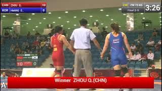 ( Women wrestling ) Q.Zhou ( China ) vs E.Hwang ( South Korea )