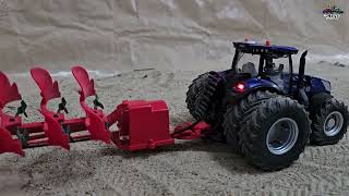Siku Control 32 New Holland T7 RC Tractor Plowing Soil with Rotary Plow 