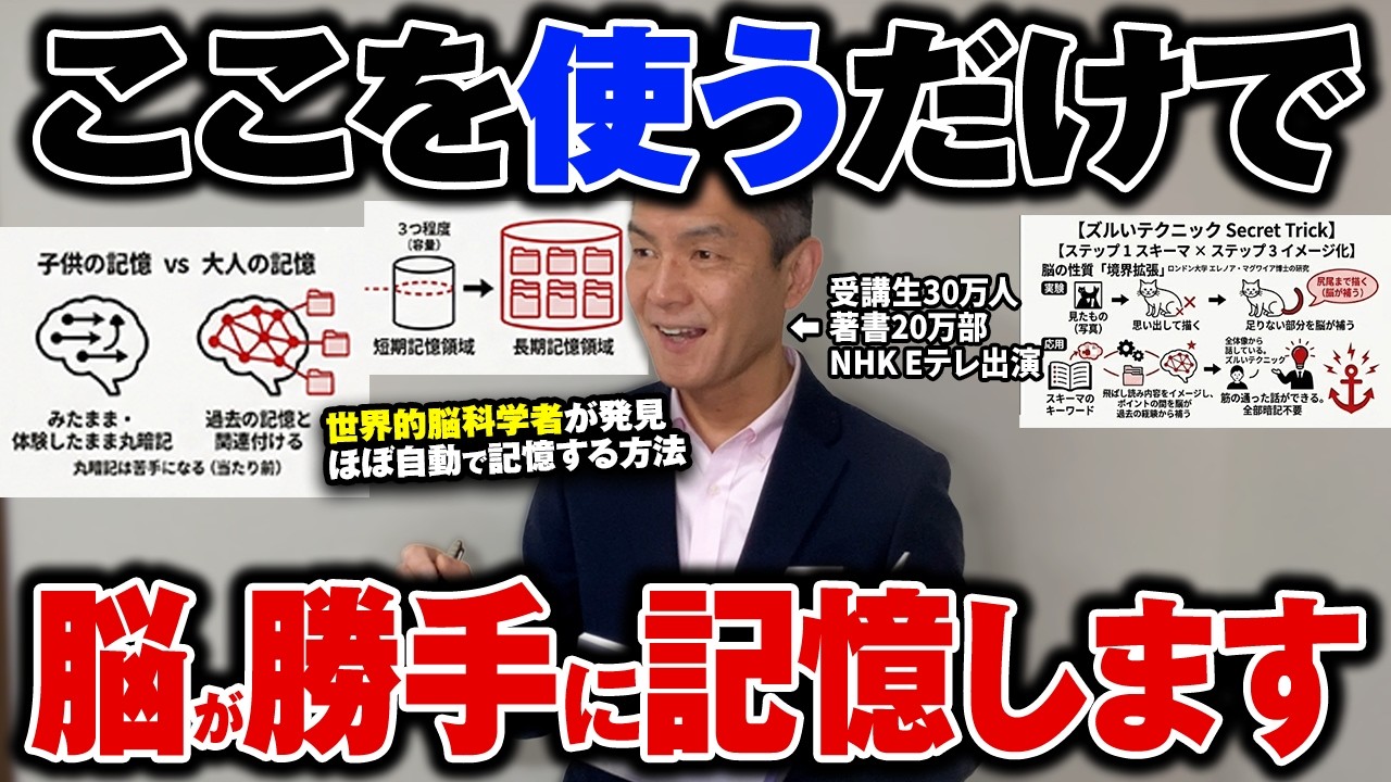 【一度読んだら忘れない】賢い人が実践する！脳にまかせるズルい記憶定着テクニック!【暗記法】