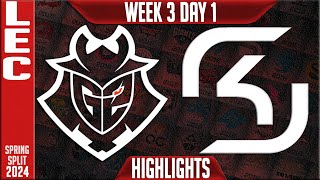 G2 vs SK Highlights | LEC Spring 2024 W3D1 | G2 Esports vs SK Gaming