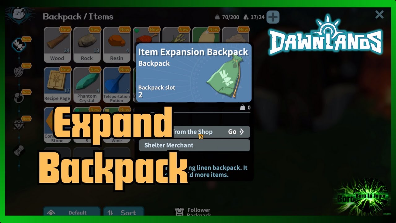 Backpack Invatory Dawnlands Expand Backpack (Inventory) - YouTube
