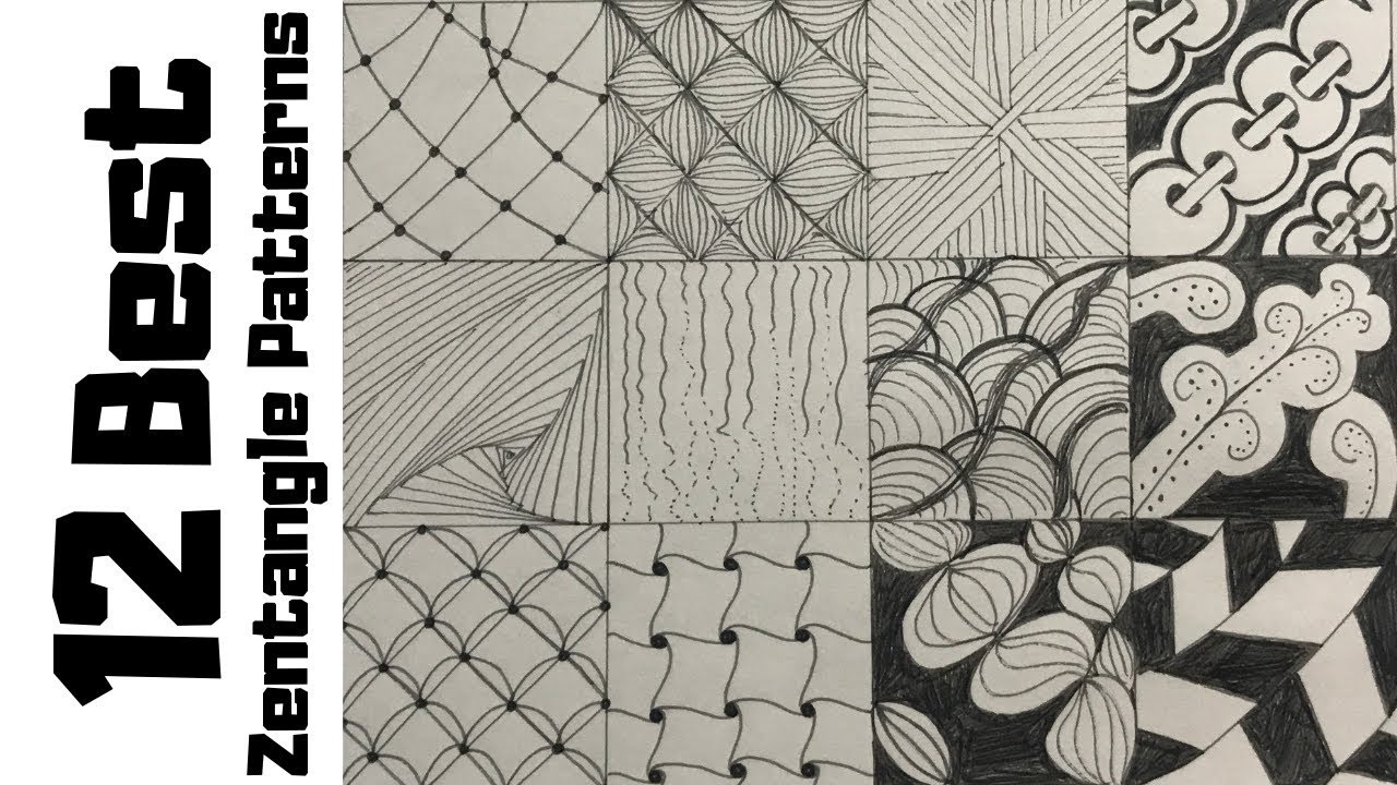 12 Zentangle Patterns For Beginners, How To Draw Easy ...