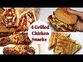 4 Grilled Chicken Snacks,Grilled Shawarma,Grilled Burger, Sandwich By Recipes of the World