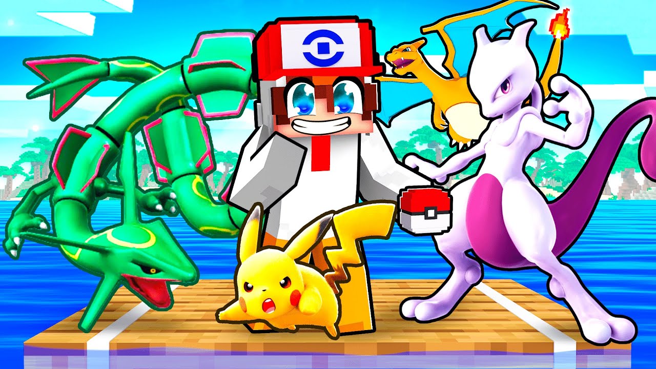 PIÉGÉ sur un Radeau avec des POKÉMON dans Minecraft !