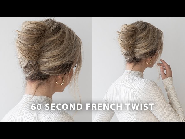 Hands of hairdresser making french twist hairstyle of an unrecognizable  young brunette woman in a beauty salon, back view, close up Stock Photo -  Alamy