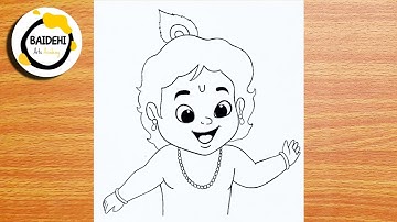 Beautiful Krishna Easy Outline Drawing | How to Draw Lord Krishna | Krishna Pencil Drawing