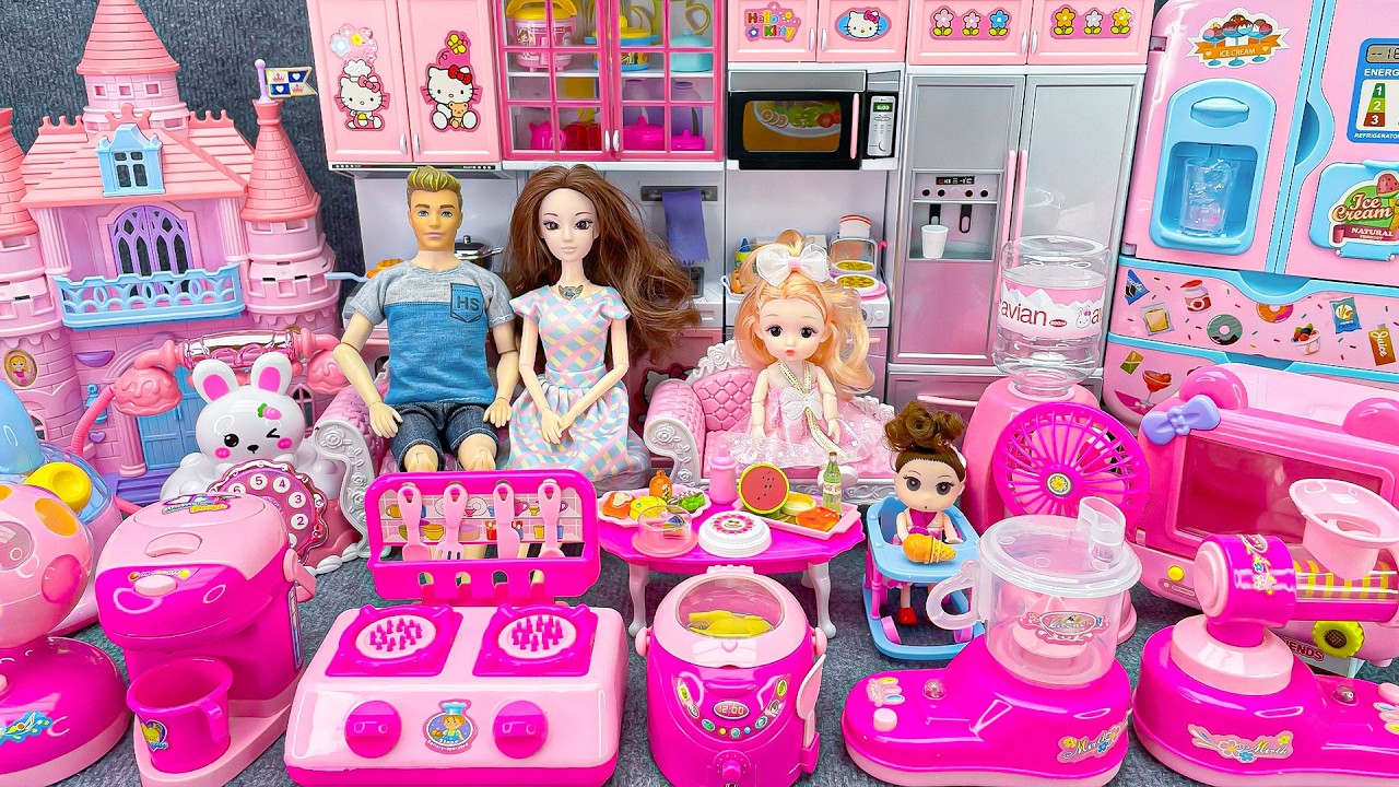 19 Minutes Satisfying with Unboxing Barbie Princess Pink Kitchen, Rock Bed Play Set Review Toys｜ASMR