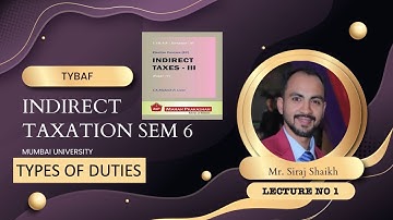 #1 TYBAF INDIRECT TAXATION  SEM 6| TYPES OF DUTY | SIRAJ SHAIKH | MUMBAI UNIVERSITY |
