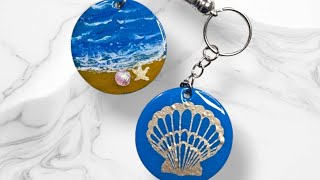 How to make beach acrylic keychain | starfish | shell | resin art | beach vibes | #video