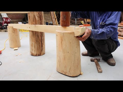 Gasped With Woodworking Skills Craft // How To Build An Outdoor Office From Monolithic Tree Trunks