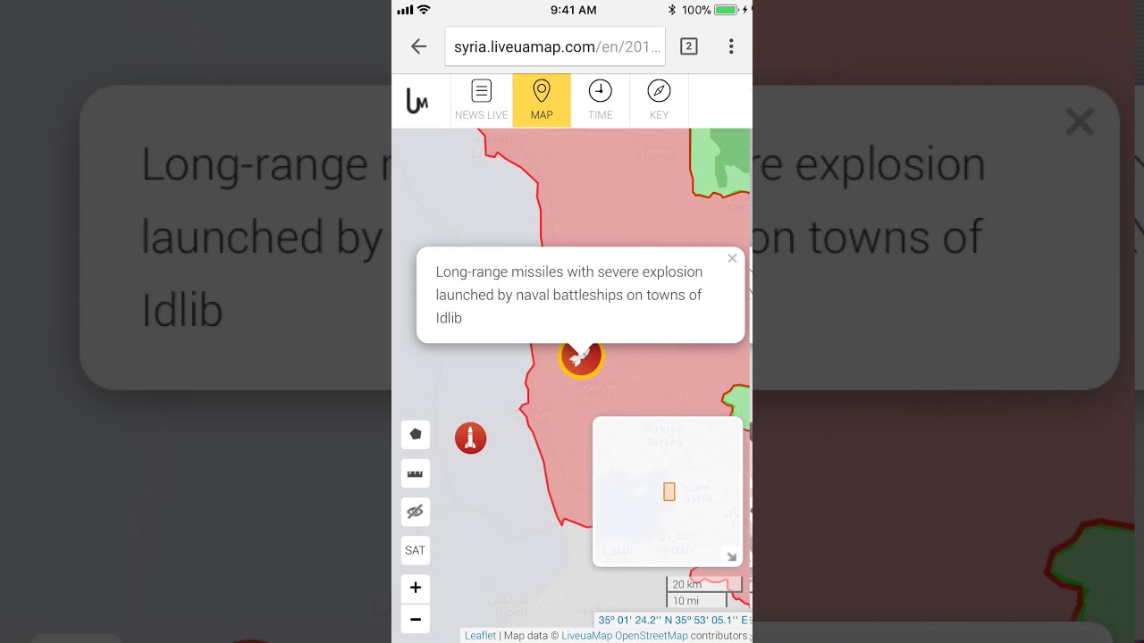 Liveuamap animation feature - iPhone Chrome browser
