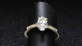 Oval Diamond Yellow Gold Solitair ring with Micro Pavé Diamonds