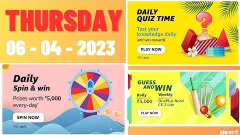 Amazon Today Quiz Answers | Amazon Daily Quiz Answers Today 6 April 2023 Thursday | Amazon DailyQuiz