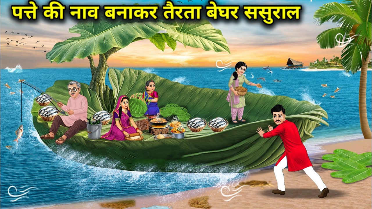 पत्ते की नाव बनाकर तैरता गरीब बेघर ससुराल।Poor Homeless In Laws Make A Boat Of Leaves And Float