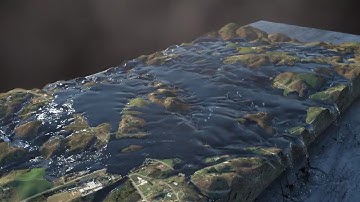 Flooding Land with Water Simulation Cinema 4D, Realflow 10, Octane Render