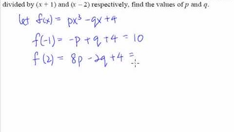 9. The Remainder Theorem - Example 6 (simultaneous equations)