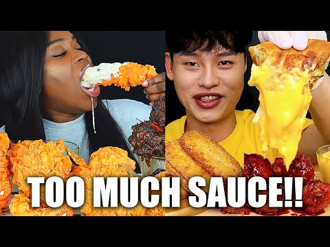 mukbangers eating 99% SAUCE 1% FOOD