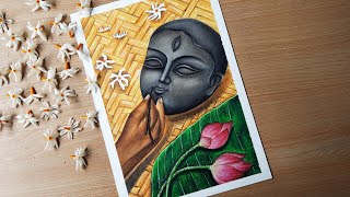 Durga puja special drawing /How to draw maa durga face making process/ Maa Durga is coming screenshot 2