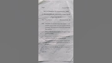 BCA 2nd semester questions paper. C programming and data structures