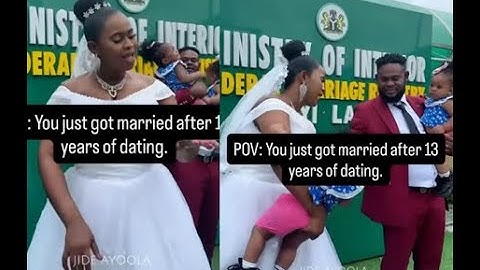 Bride celebrating as she ties the knot with her man after 13 years of relationship and two children