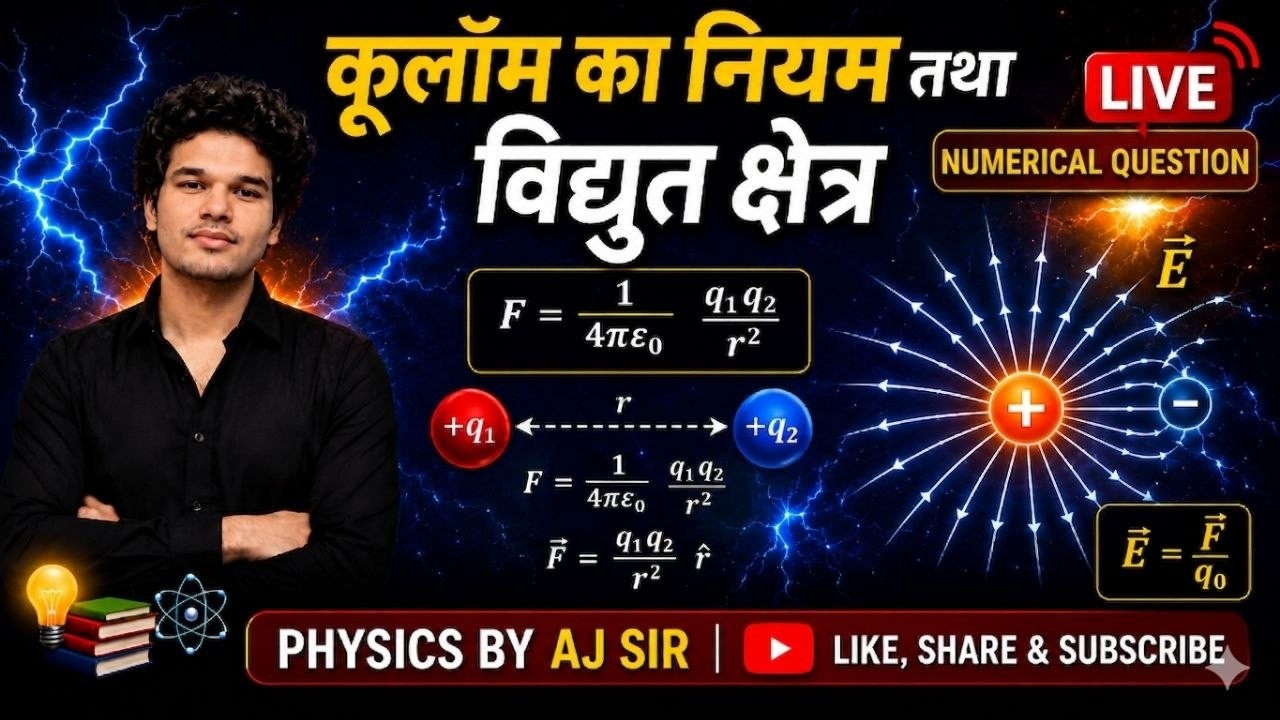 UP Board Class 12 Physics | Chapter 1: कूलॉम का नियम तथा विद्युत क्षेत्र | Numerical questions