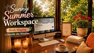 Sunny summer workspace 🌿 birds singing outside the window