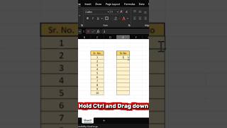 Excel Ctrl + Drag Trick! 🪄 Instant Serial Numbers #shorts#ExcelTricks #ExcelShortcuts #ExcelMagic