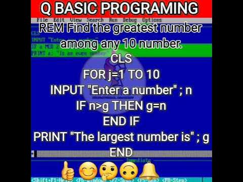 Qbasic Programming Sum Of Any 10 Number #shorts #basic - YouTube