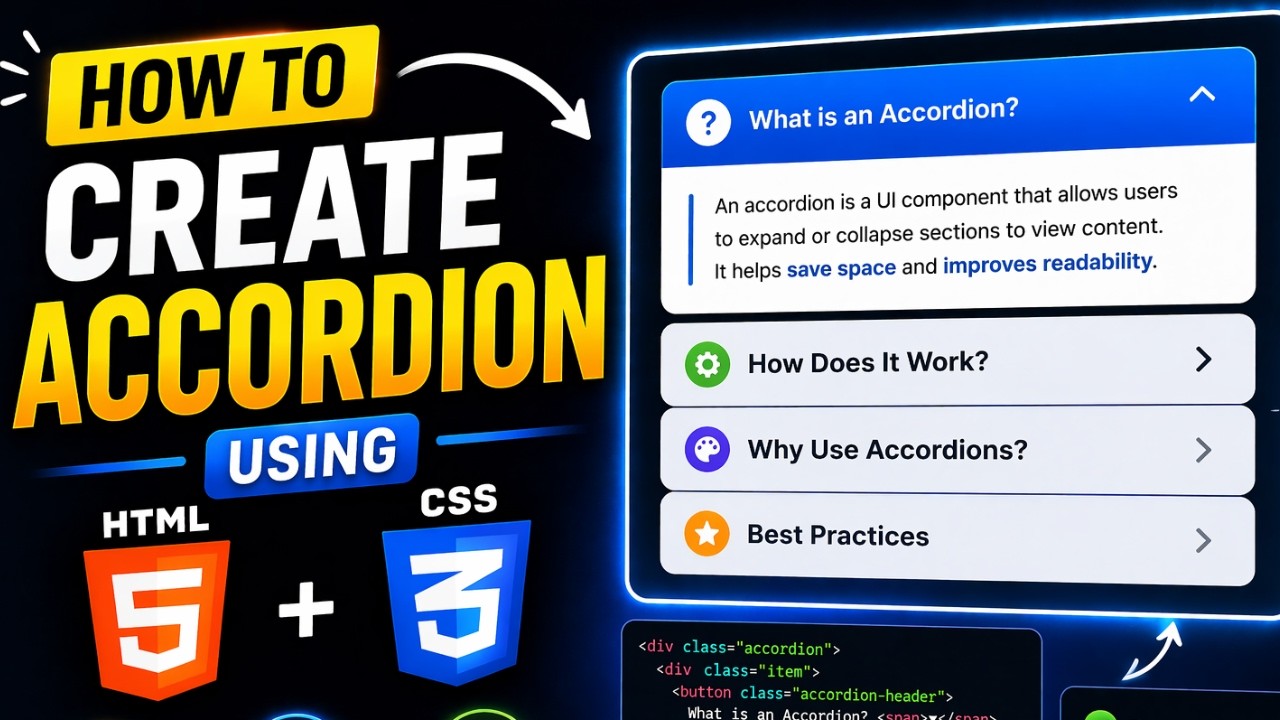 How to make Accordion Design Using HTML and CSS - YouTube